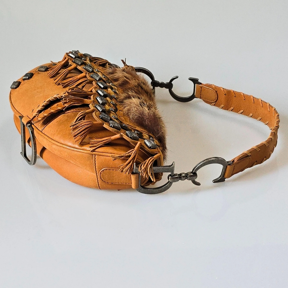 Dior Saddle Bag Limited Edition Studded Fur Trim - Picture 4 of 16